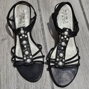 Black and pearl formal heels size 9